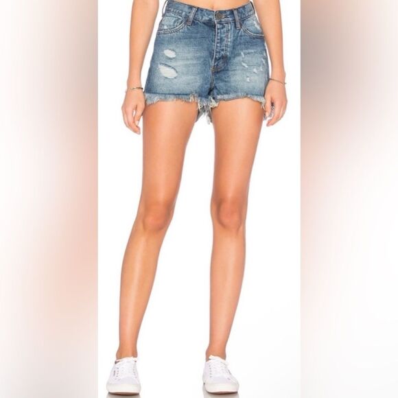 One x Teaspoon Lucky Blue Bonita High Waist Distressed Denim Shorts Size 26 NWT - Picture 10 of 10